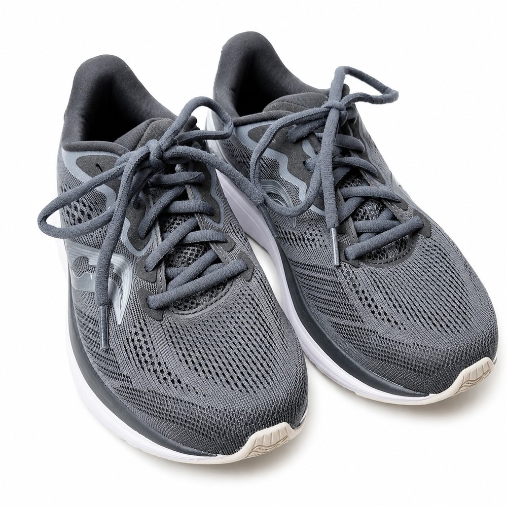 SAUCONY Ride 14 Running Sneaker Womens Sz 7 Black Charcoal Mesh Upper Athleisure